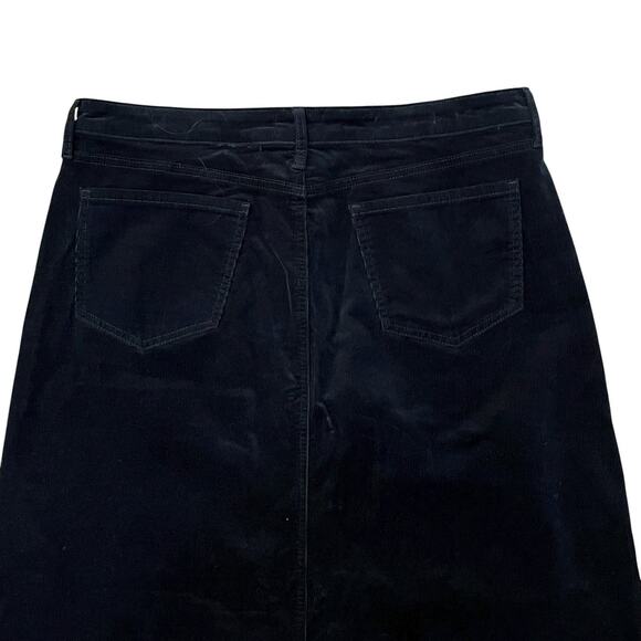 NYDJ High Waisted Corduroy Maxi Skirt Size 12 Black Straight Fit Front Slit - Picture 6 of 12